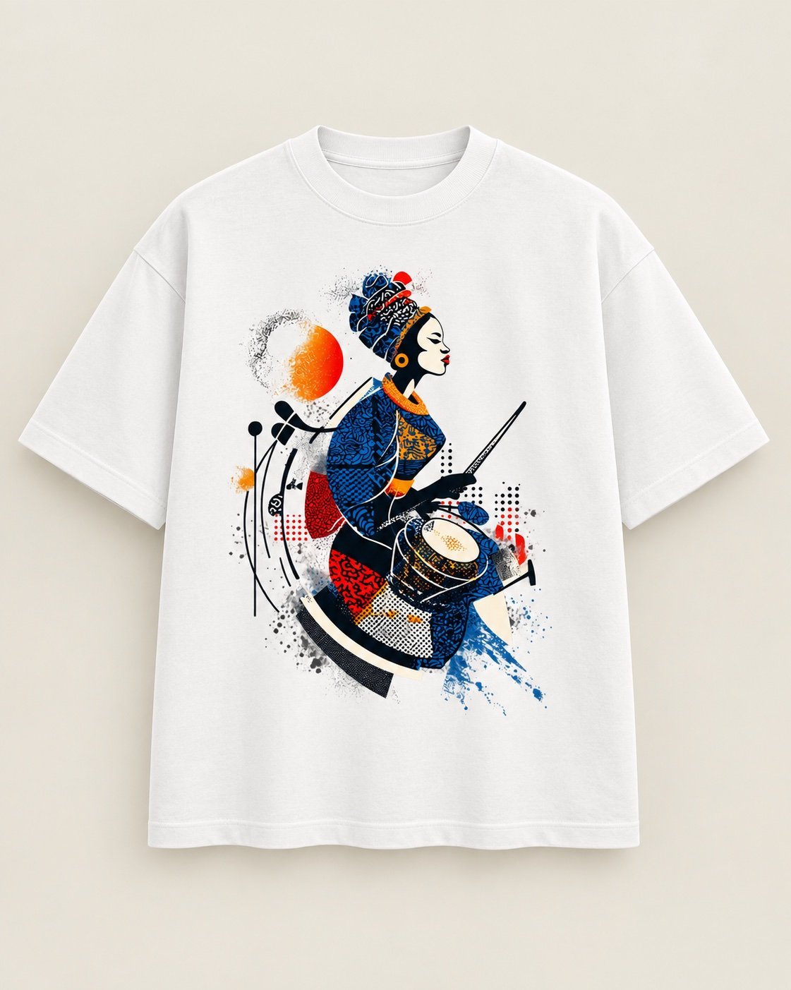 Halftone Beat in White — Heavy T