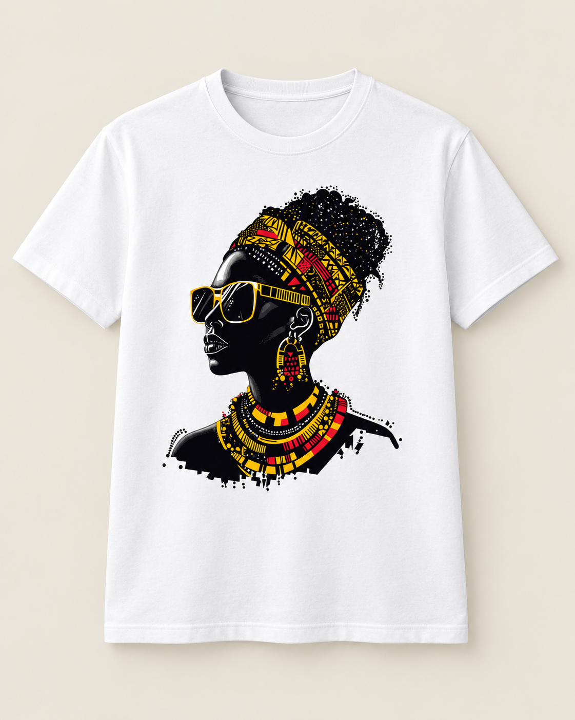 Ankara Static in White — Fitted T