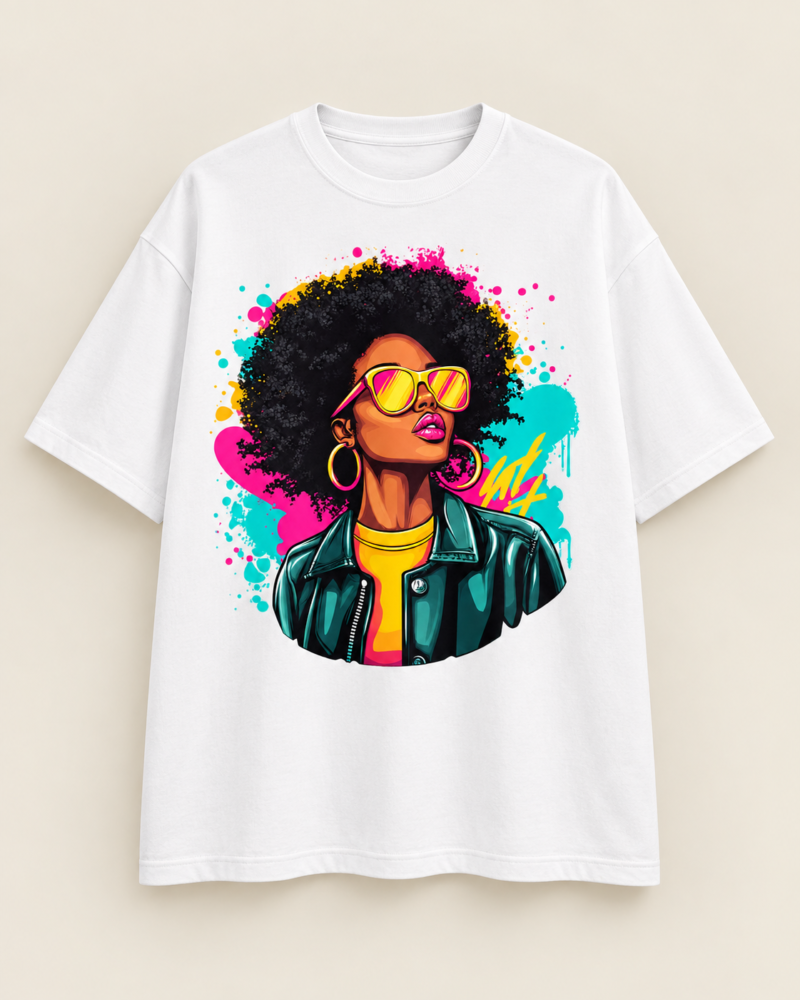 Teal Jacket Afro in White — front view