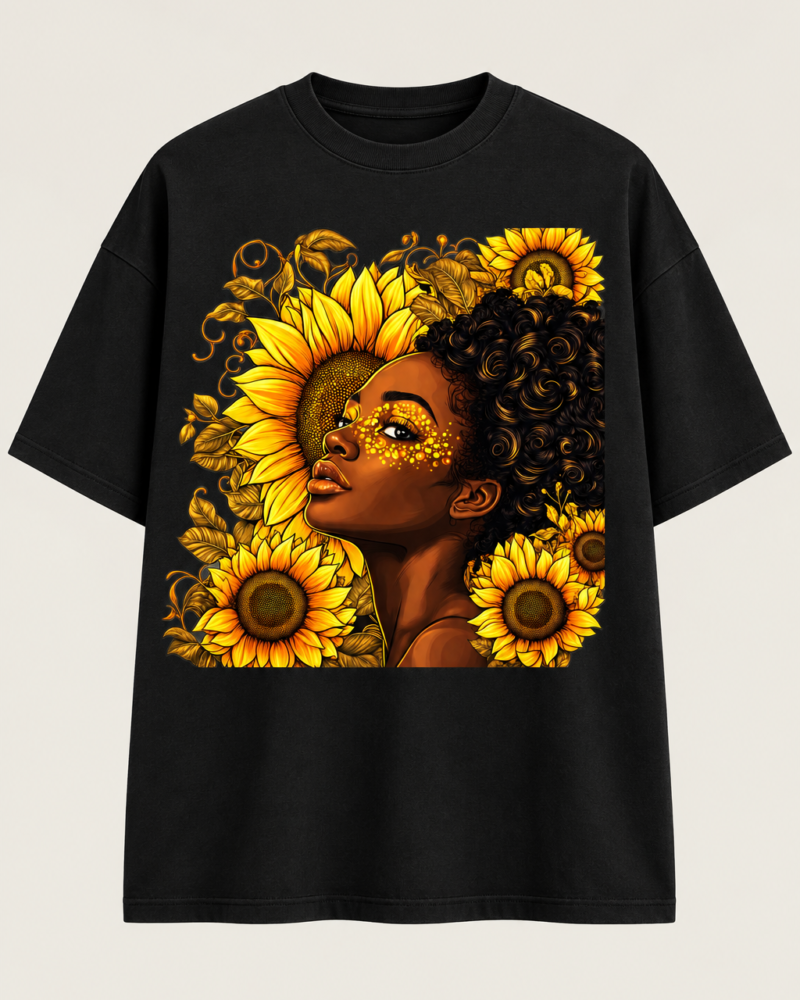 Sunflower Queen in Black — oversized front