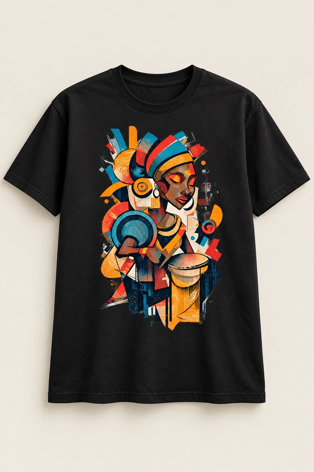 Golden Conga graphic tee in Black, heavy t, front