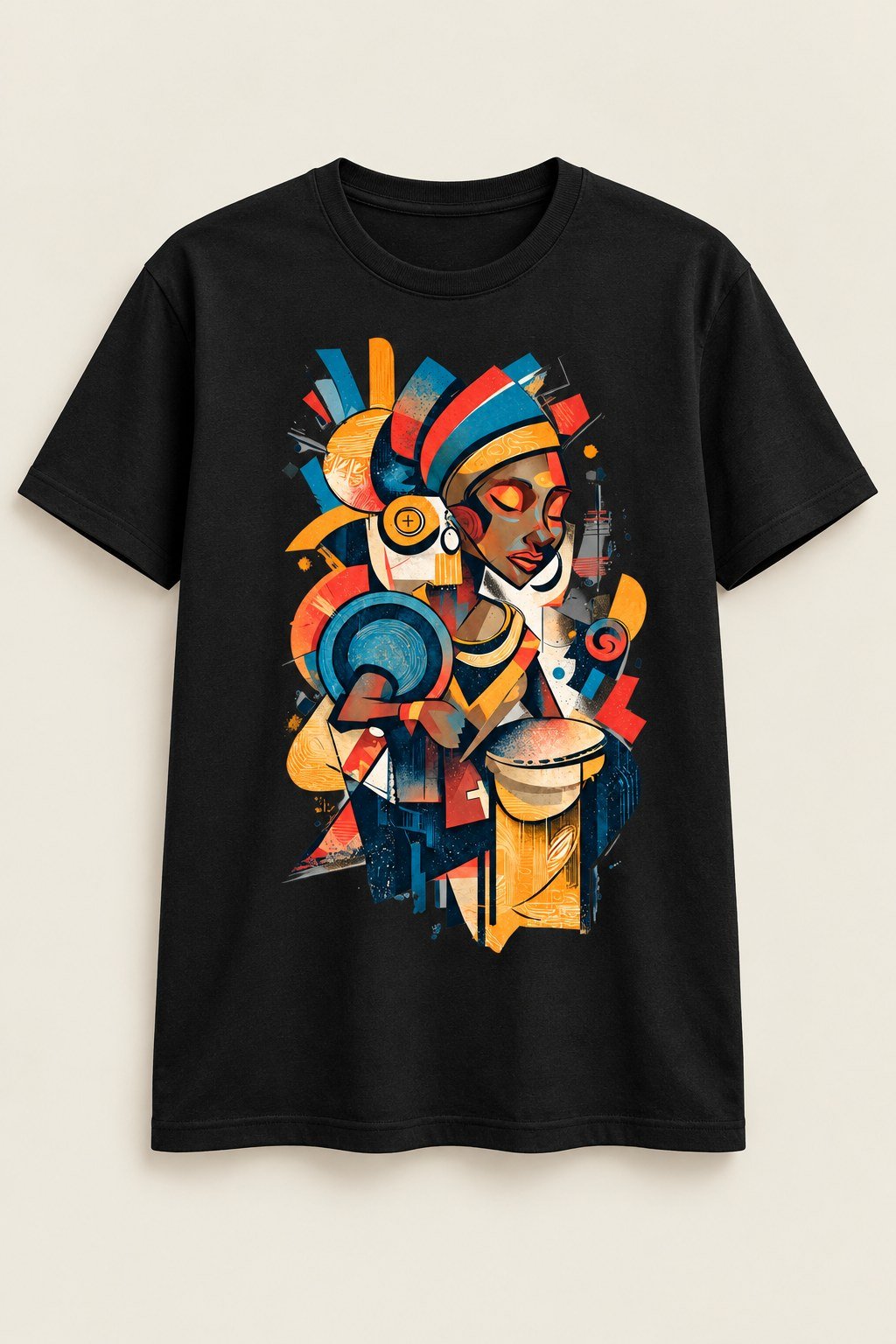 Golden Conga graphic tee in Black, fitted, front