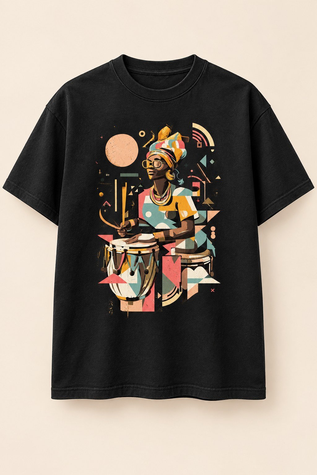 Bata Beats graphic tee in Black, heavy t, front