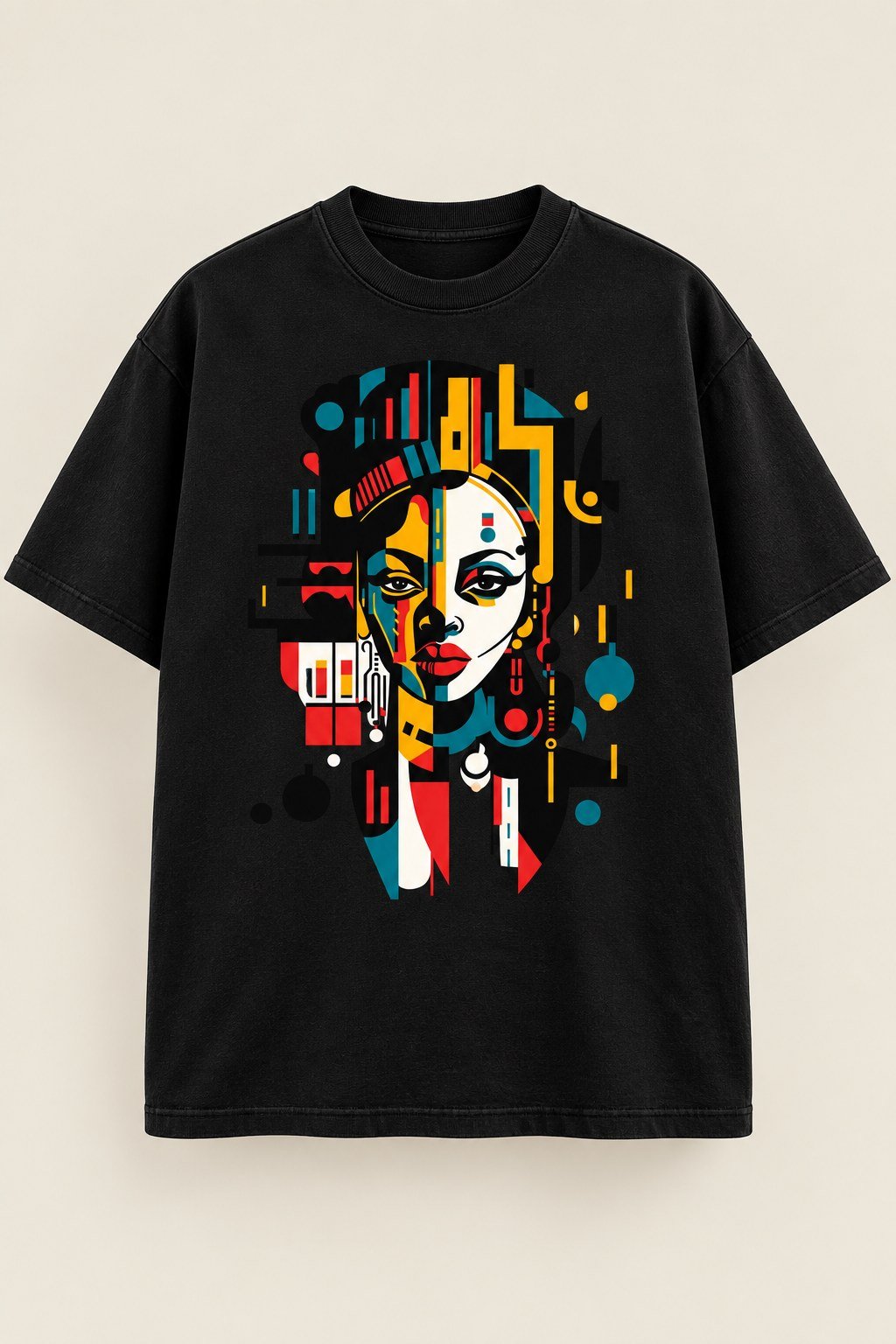 Half-Face Queen graphic tee in Black, heavy t, front