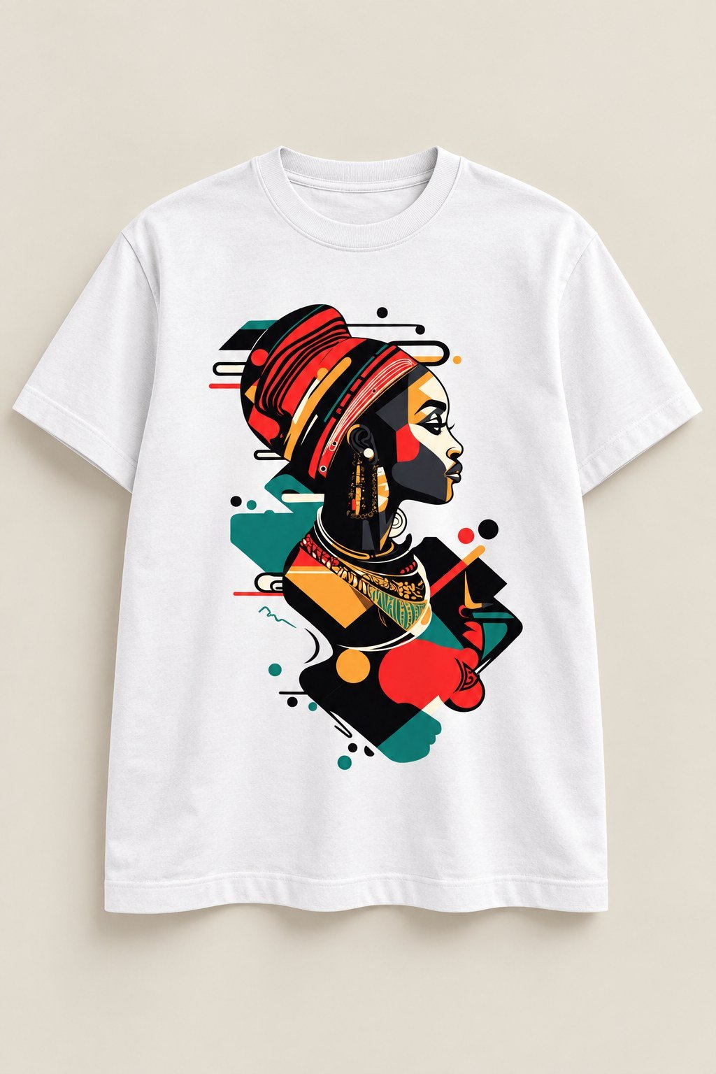 Red Wrap Queen graphic tee in White, heavy t, front