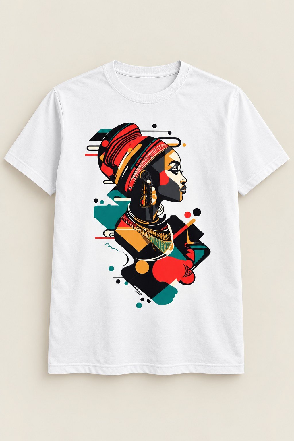 Red Wrap Queen graphic tee in White, fitted, front
