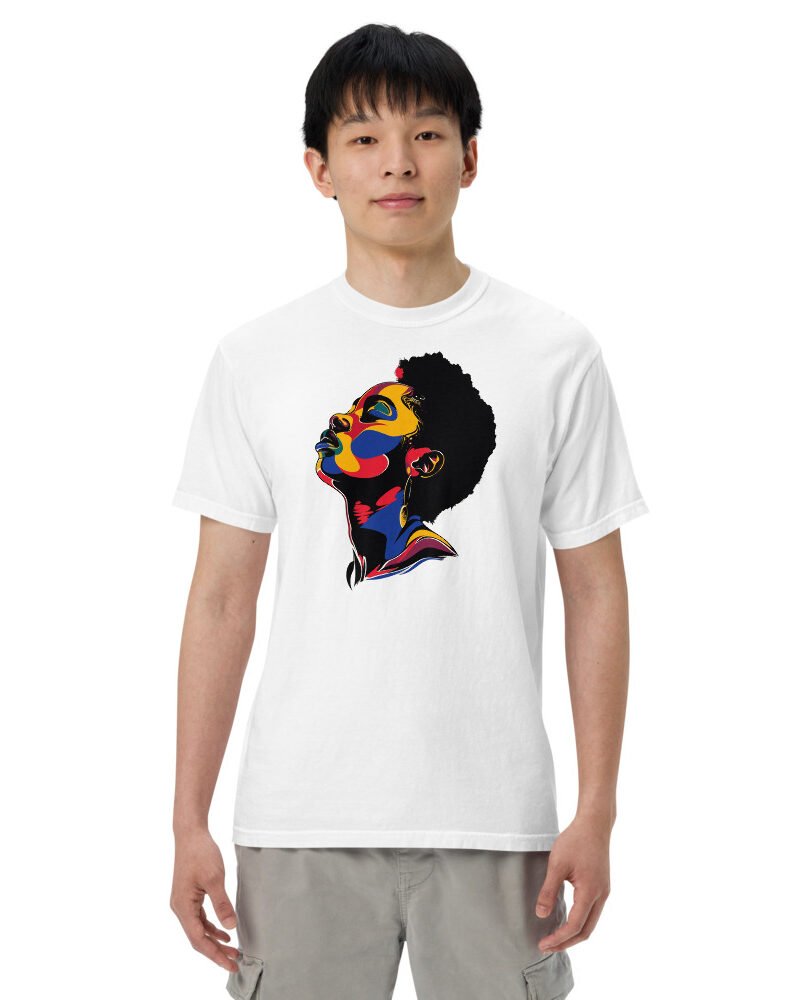 Colour Block Crown graphic tee, Heavy T in White, worn by a man