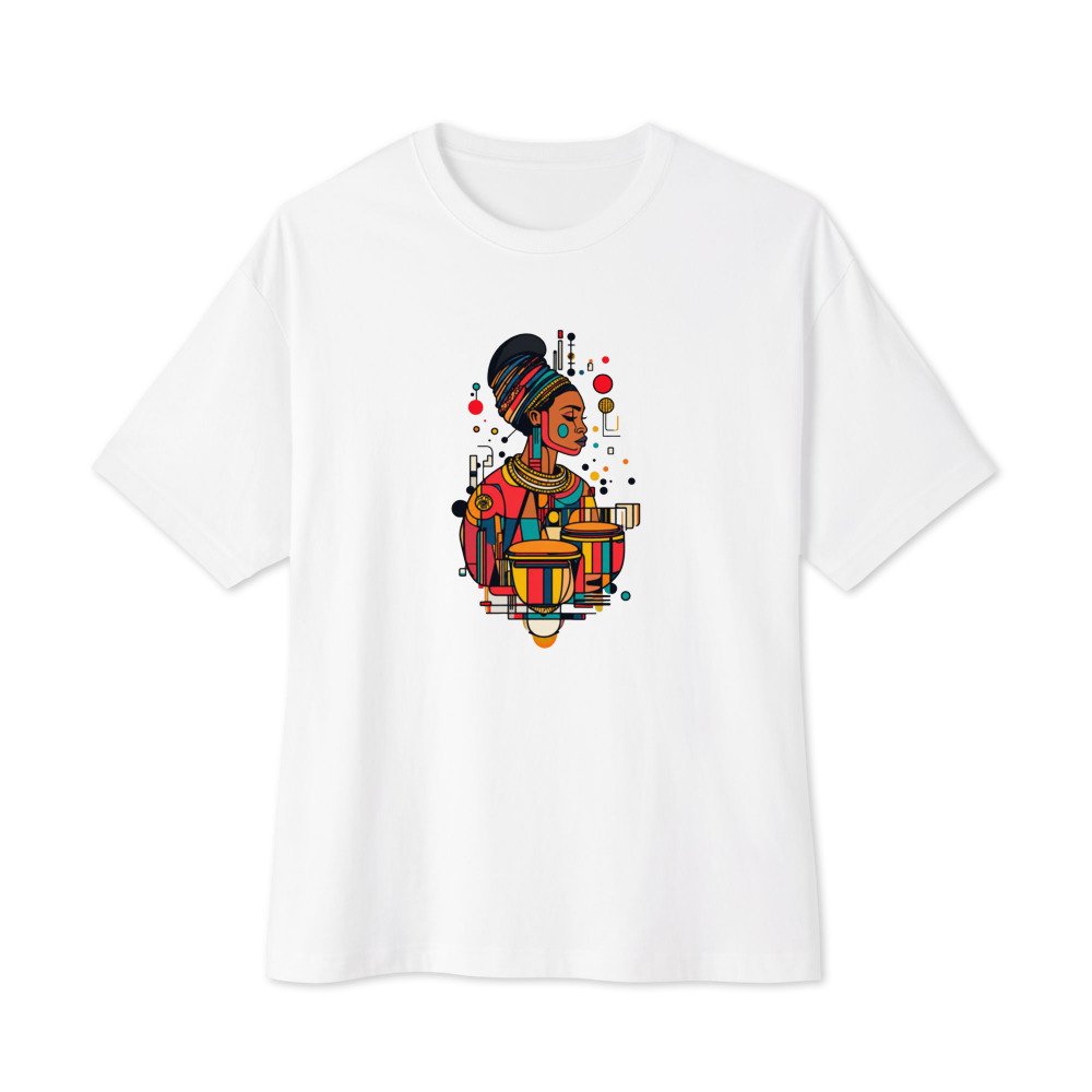Double Conga graphic tee, Oversized T in White, flat lay