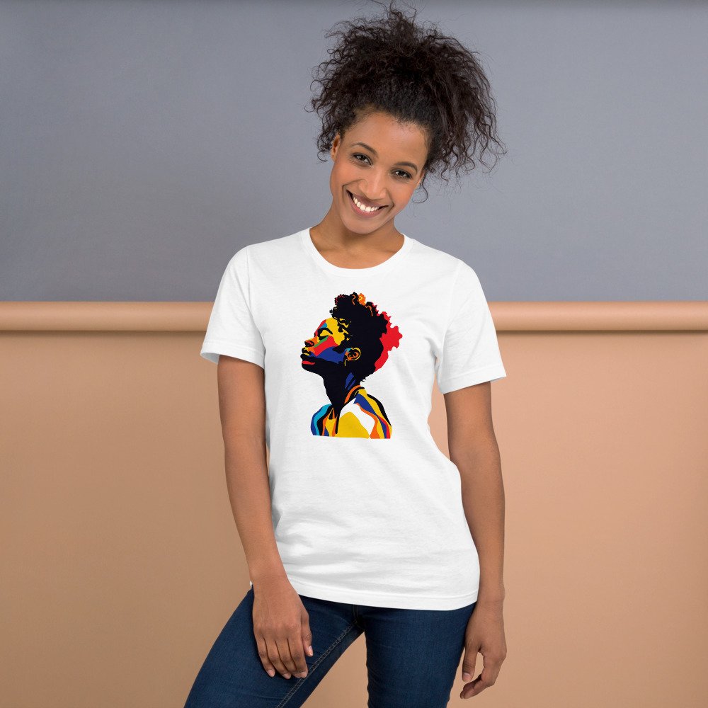 Golden Hour Profile graphic tee, Fitted T in White, worn by a woman