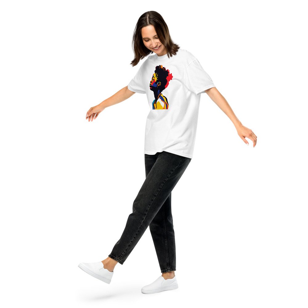 Golden Hour Profile graphic tee, Heavy T in White, worn by a woman