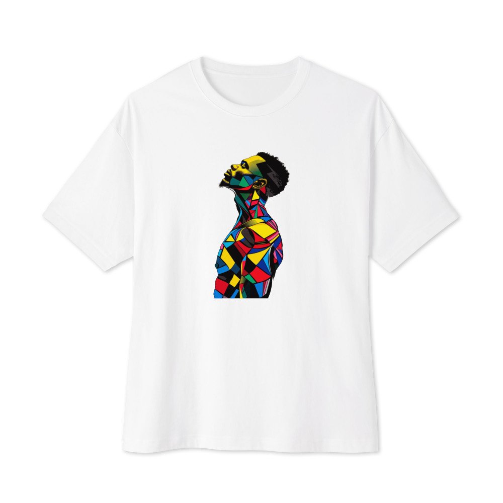 Harlequin Rise graphic tee, Oversized T in White, flat lay