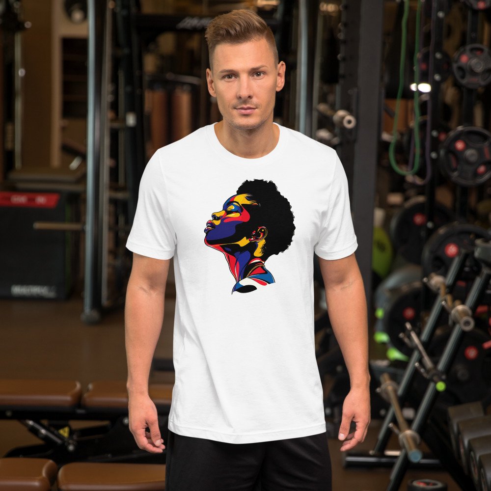 Higher Ground graphic tee, Fitted T in White, worn by a man