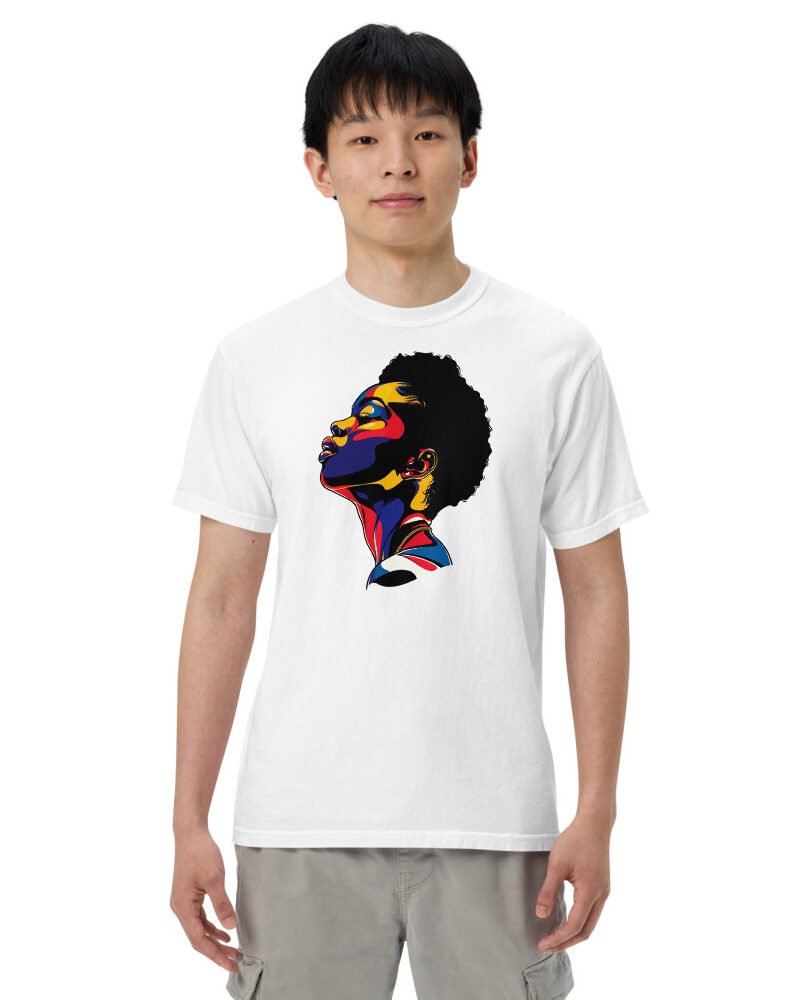 Higher Ground graphic tee, Heavy T in White, worn by a man