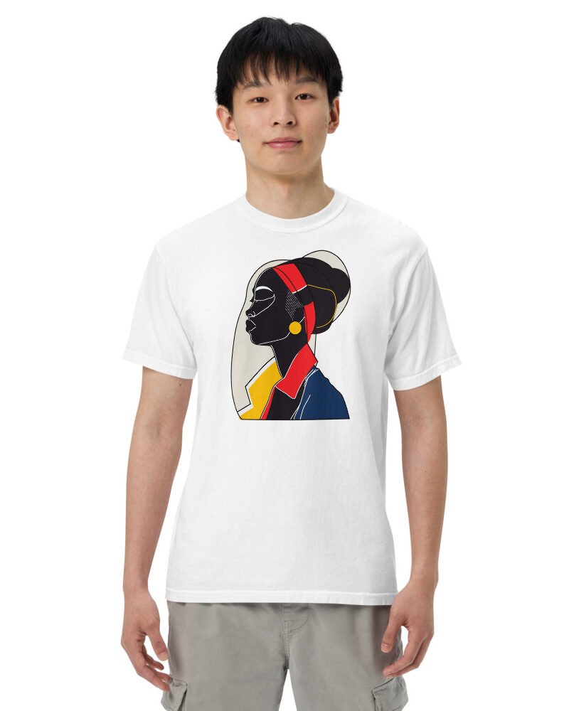 Line & Lipstick graphic tee, Heavy T in White, worn by a man