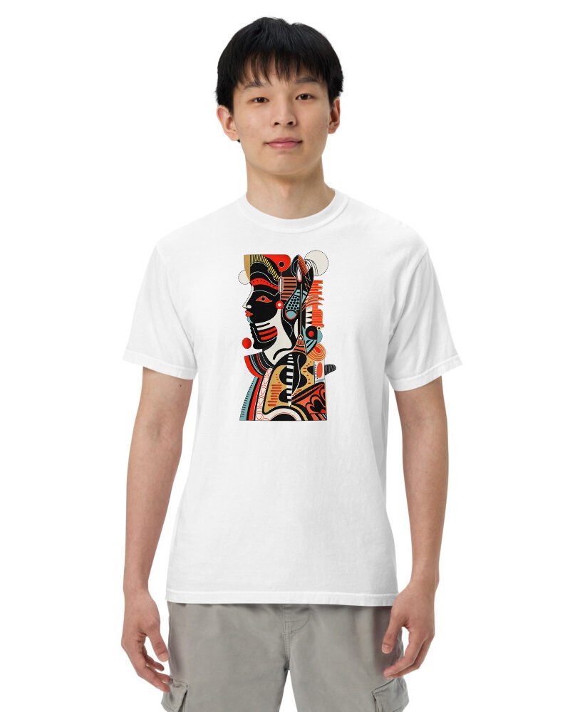 Mask Profile graphic tee, Heavy T in White, worn by a man