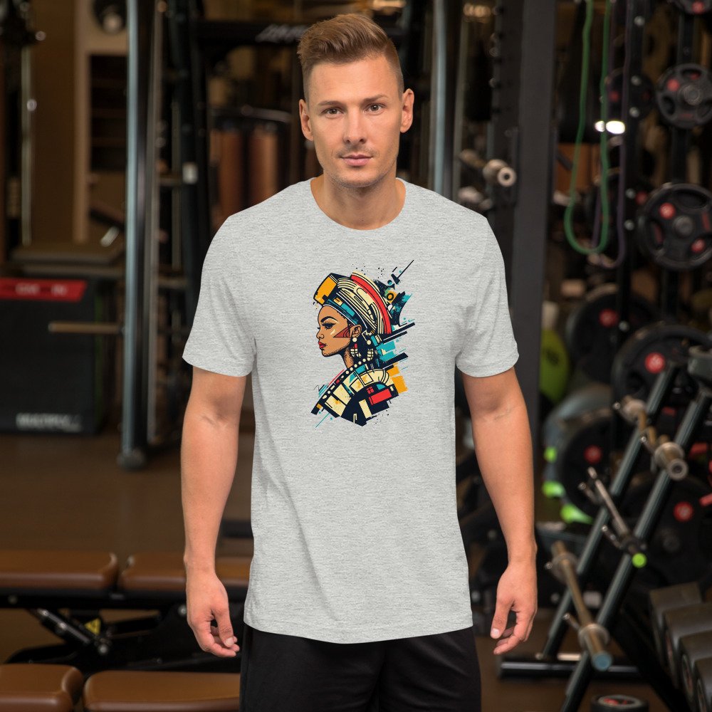 Pattern Wrap Profile graphic tee, Fitted T in Grey, worn by a man