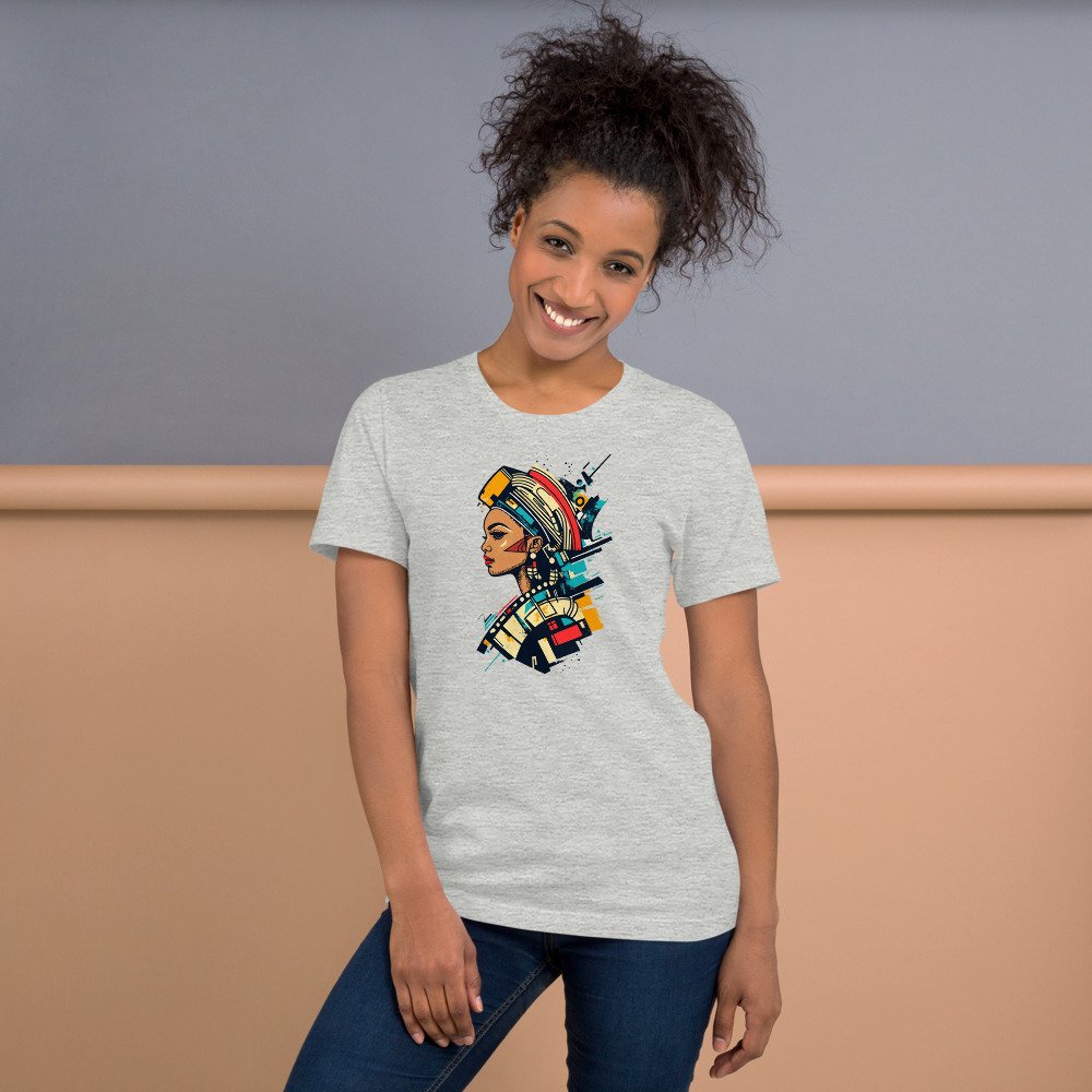 Pattern Wrap Profile graphic tee, Fitted T in Grey, worn by a woman