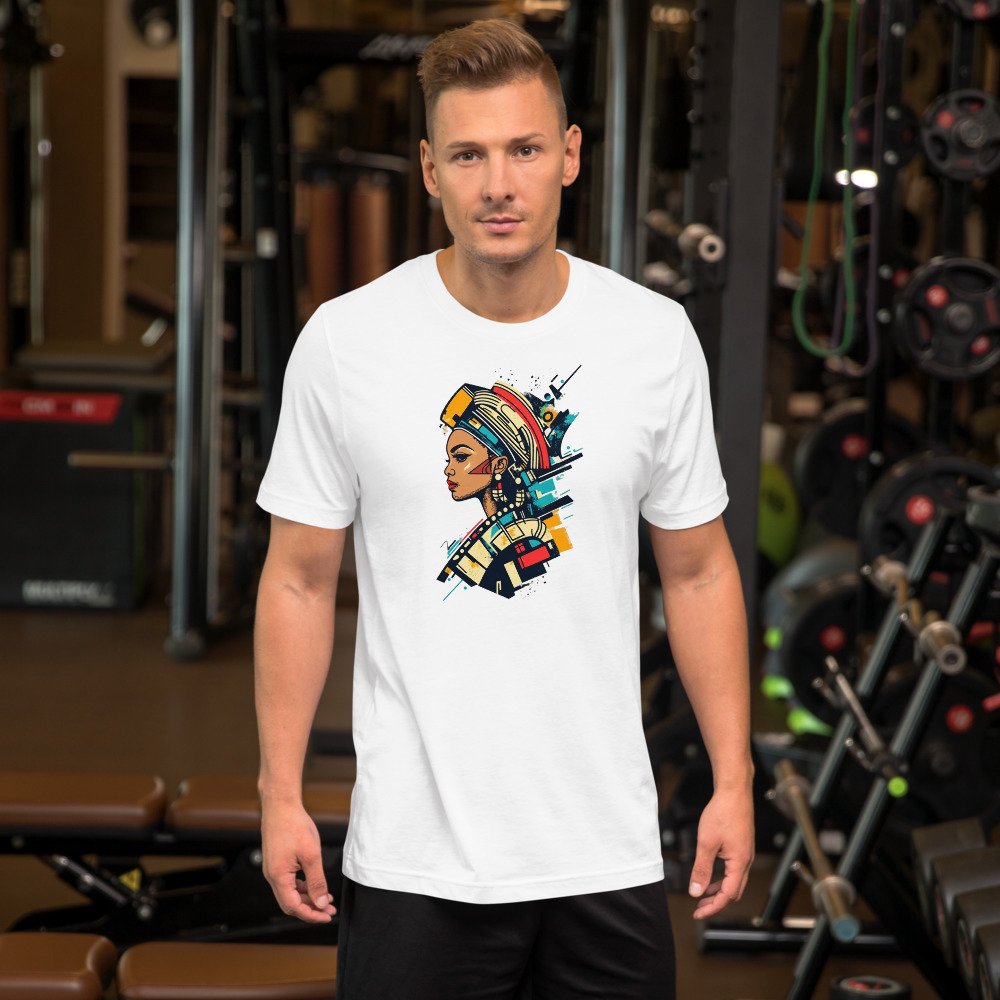 Pattern Wrap Profile graphic tee, Fitted T in White, worn by a man