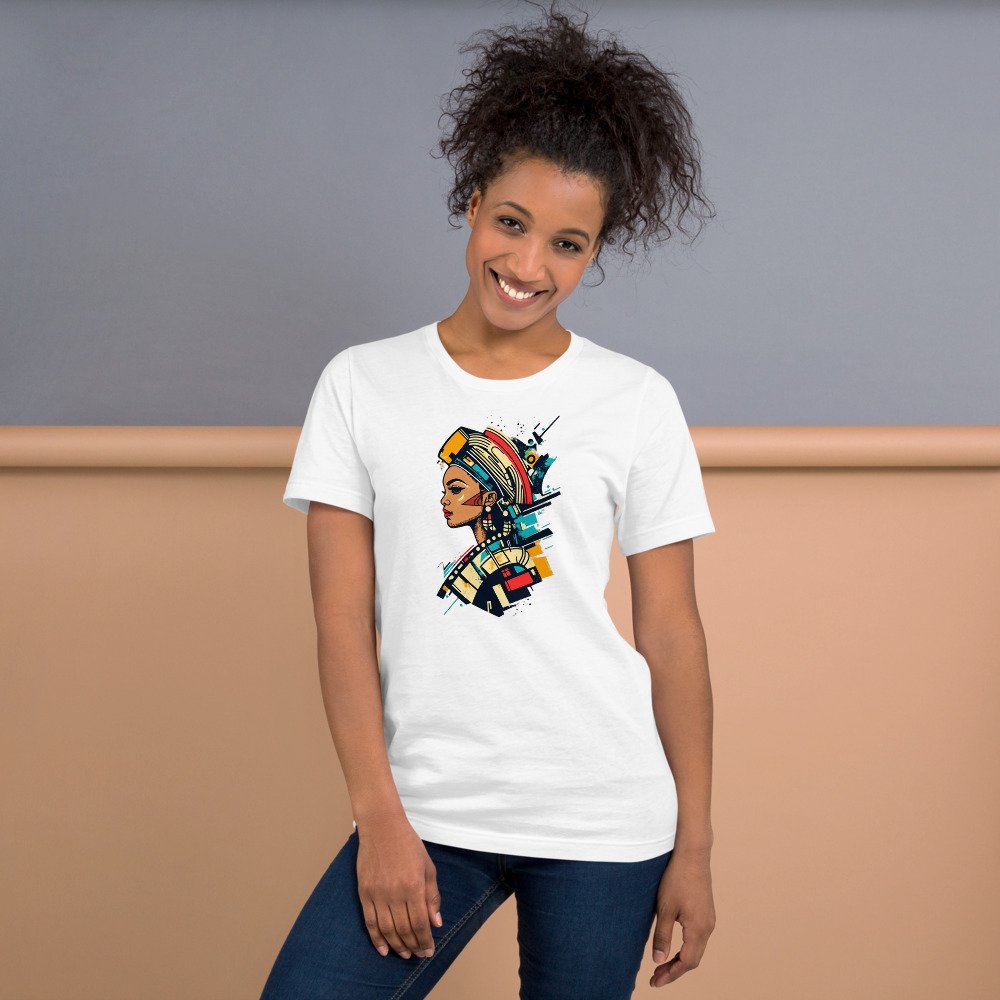 Pattern Wrap Profile graphic tee, Fitted T in White, worn by a woman