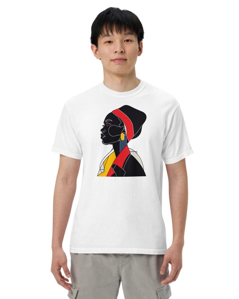 Red Band Noir graphic tee, Heavy T in White, worn by a man