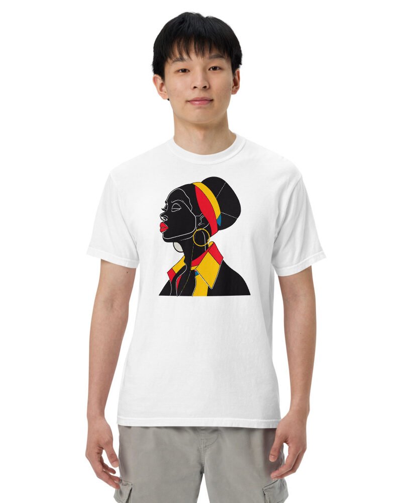 Sharp Collar graphic tee, Heavy T in White, worn by a man