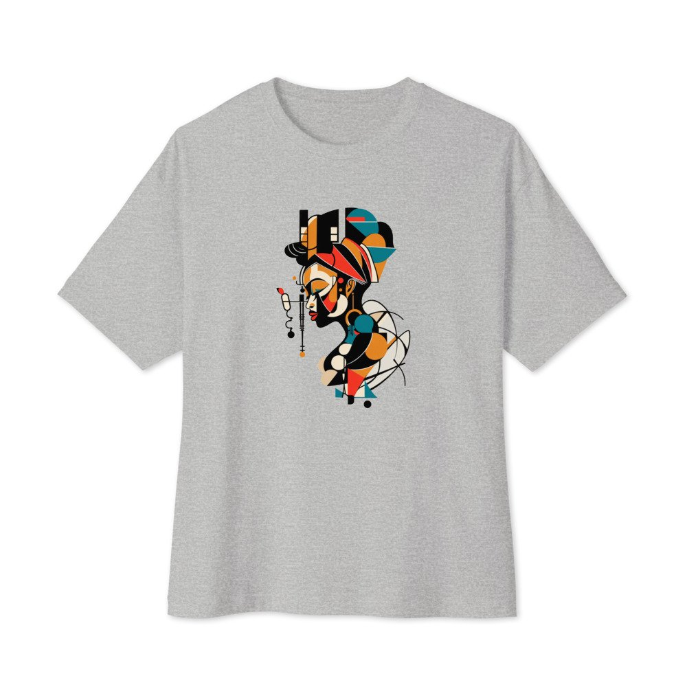 Sharp Profile graphic tee, Oversized T in Grey, flat lay