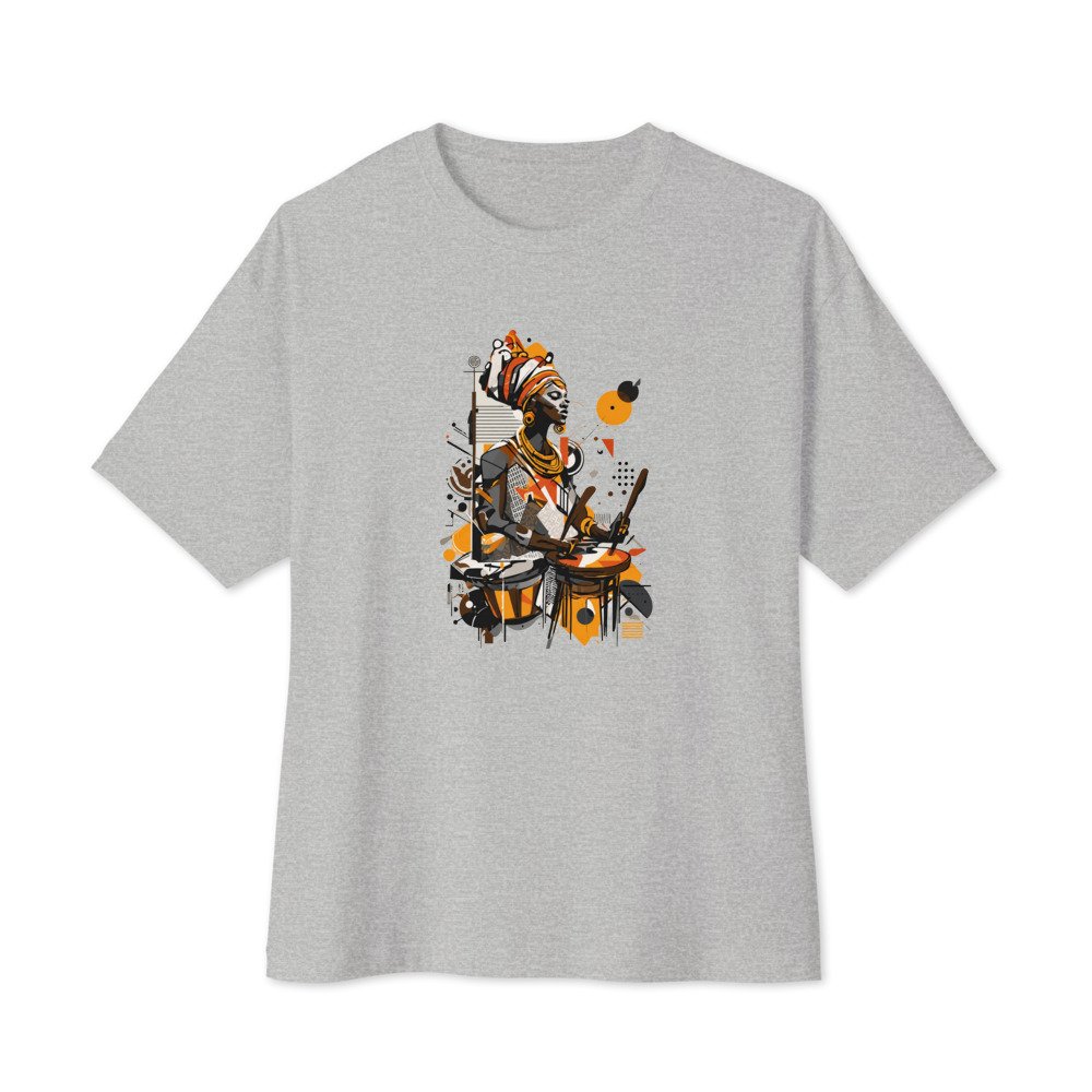 Studio Drummer graphic tee, Oversized T in Grey, flat lay