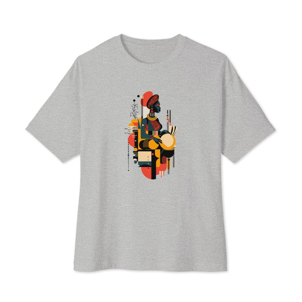 Sunset Drum Muse graphic tee, Oversized T in Grey, flat lay