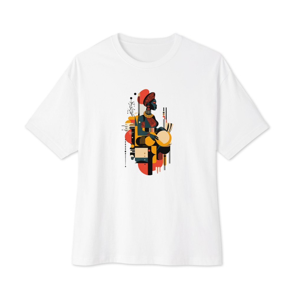 Sunset Drum Muse graphic tee, Oversized T in White, flat lay