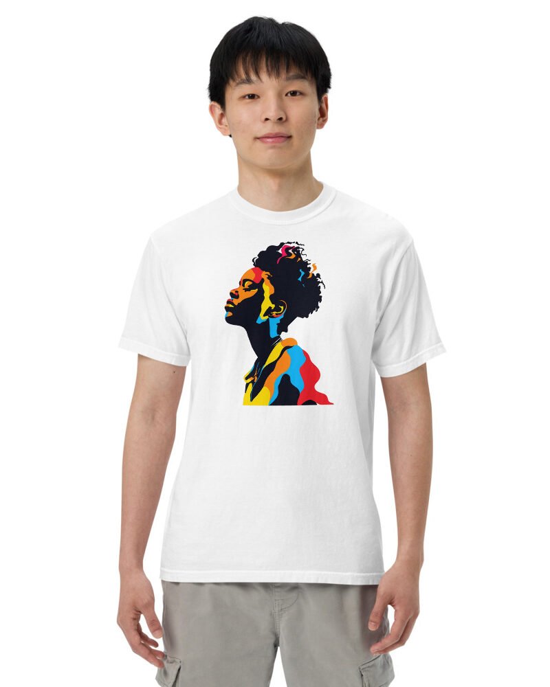 Upward Bound graphic tee, Heavy T in White, worn by a man